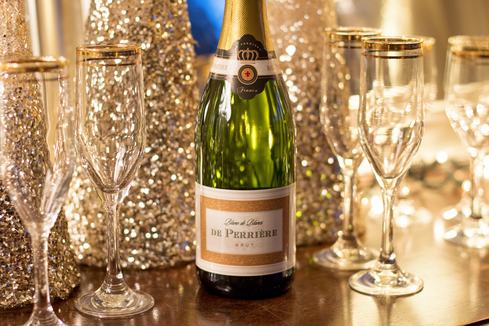 Champagne And Luxury Glasses In Celebration Party